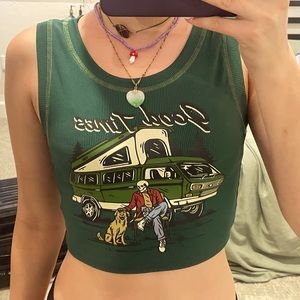 Adorable Forest green cropped Tank-Top